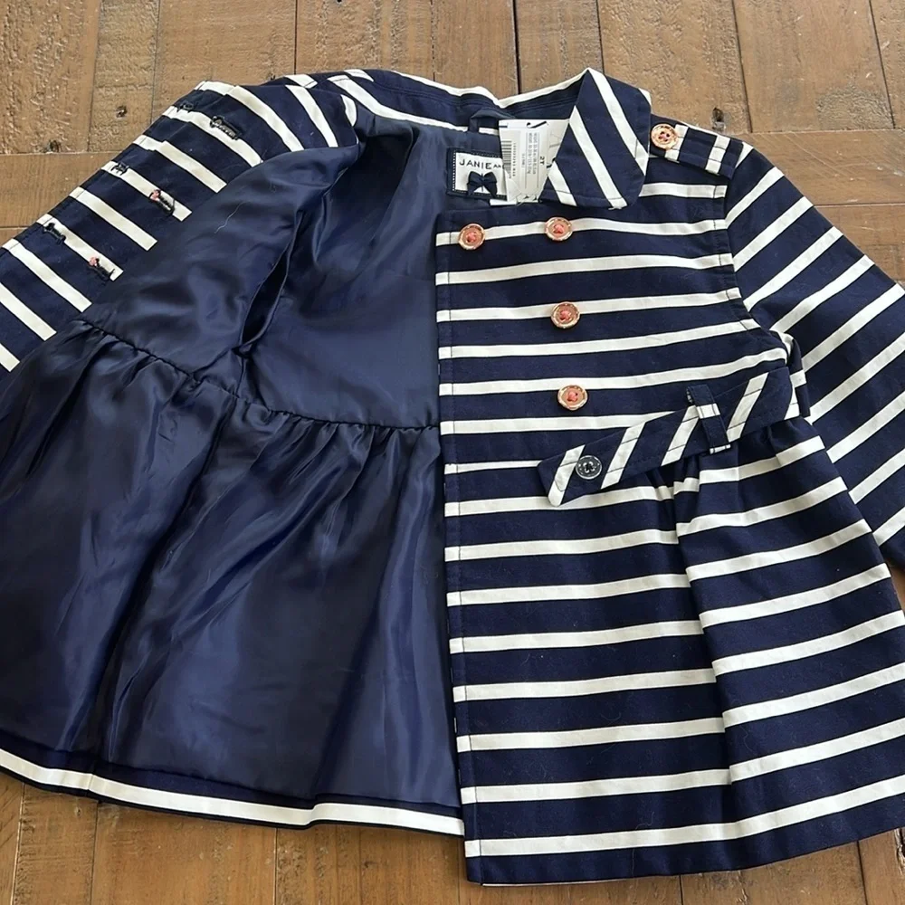 Janie and jack high tea navy striped jacket nwt